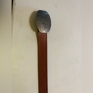 Brown Leather Belt with Silver Buckle